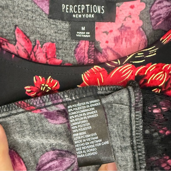 Perceptions‎ Women's Size Medium Black Dress with Red and Purple Floral Accents - Picture 7 of 9